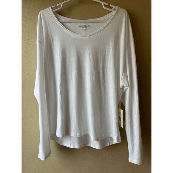 Ramy Brook Jane Cotton Blend Boat Neck Long Sleeve in Ivory Women's Size Large - Picture 1 of 2